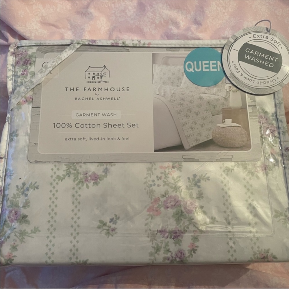 The farm house shabby chic Rachel ASHWELL Queen 100% Cotton Sheet Set